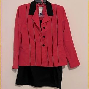 2 PC Vintage 90s Pink and Black Jacket, and Black skirt
